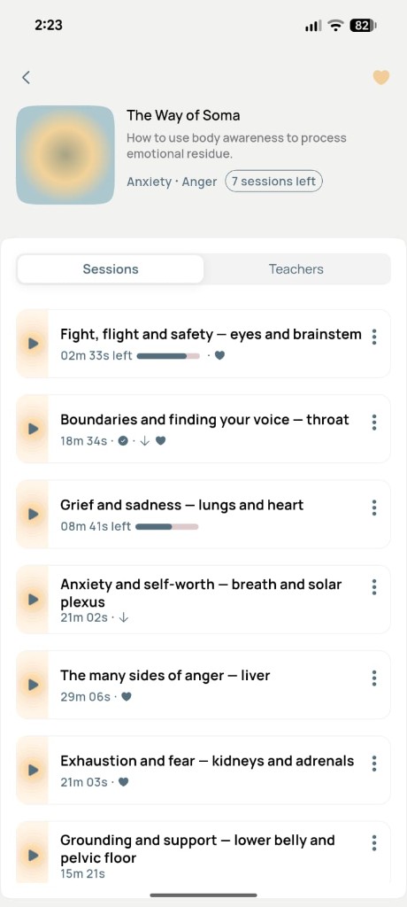 TraumaCare app: The Way of Soma course sessions
